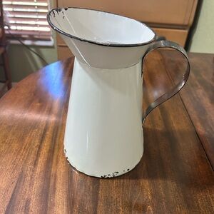 FARMHOUSE White Metal Pitcher with Black Trim